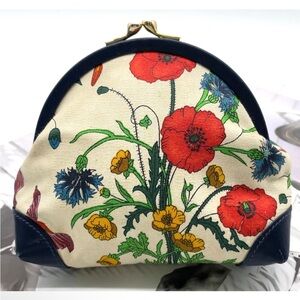 Rare Gucci Flora Canvas Leather Kisslock Mini Coin Pouch